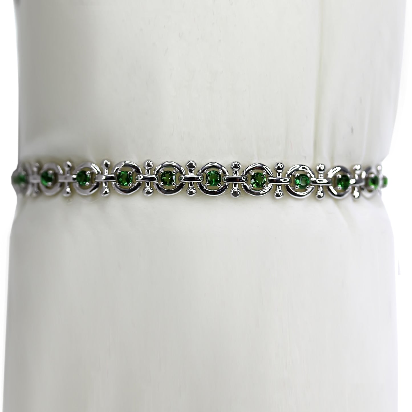 925 Sterling Silver Green Tourmaline Bracelet