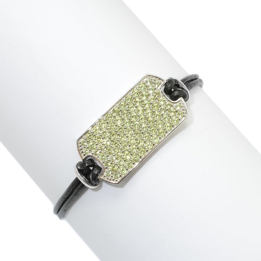 Sterling Silver 925 Peridot Leather Bracelet