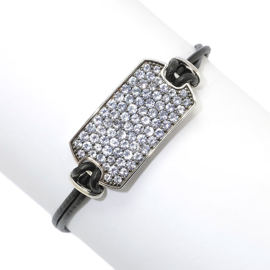 Sterling Silver 925 Tanzanite Leather Bracelet