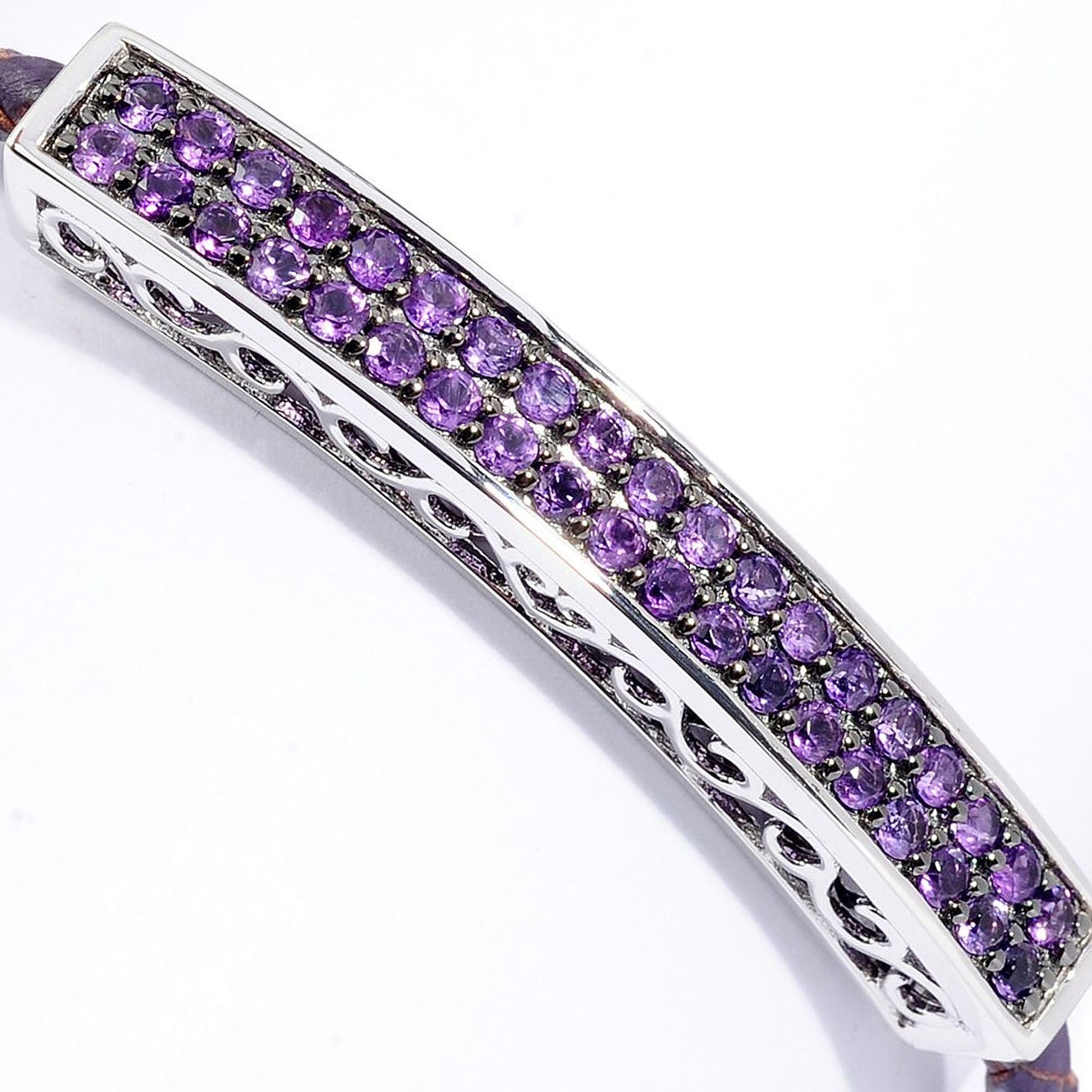 925 Sterling Silver African Amethyst Bangle - Pinctore