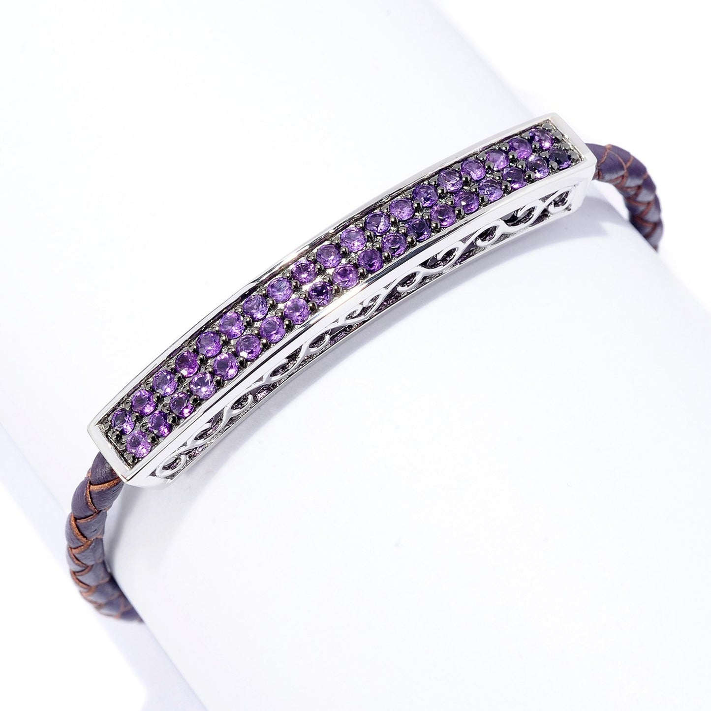 925 Sterling Silver African Amethyst Bangle - Pinctore