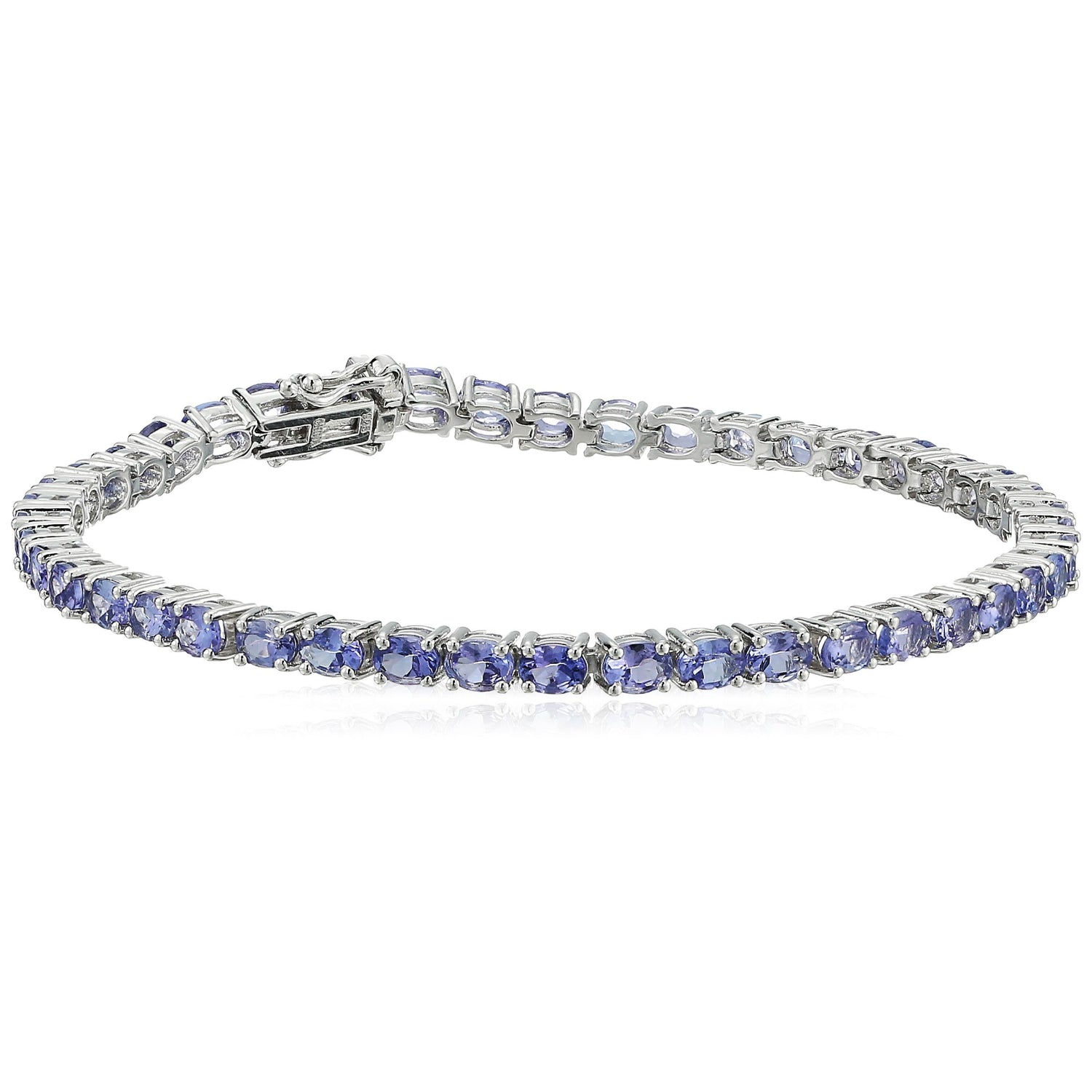 Sterling Silver Tanzanite Oval Tennis Bracelet - Pinctore