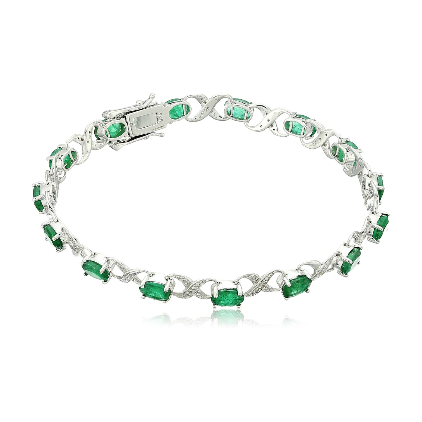 Pinctore Ster Silver 7 cttw Emerald and Diamond Accented Tennis Bracelet - pinctore