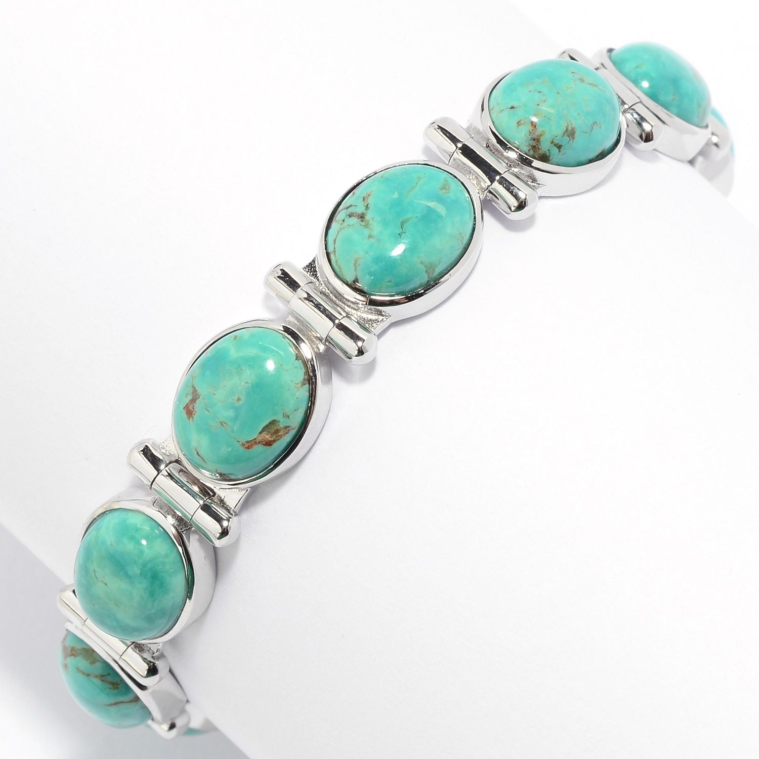 Pinctore Sterling Silver Choice of Length Tyrone Turquoise Line Bracelet - pinctore