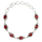 Pinctore Sterling Silver Oval Cut Red Garnet Adjustable Line Bracelet - pinctore