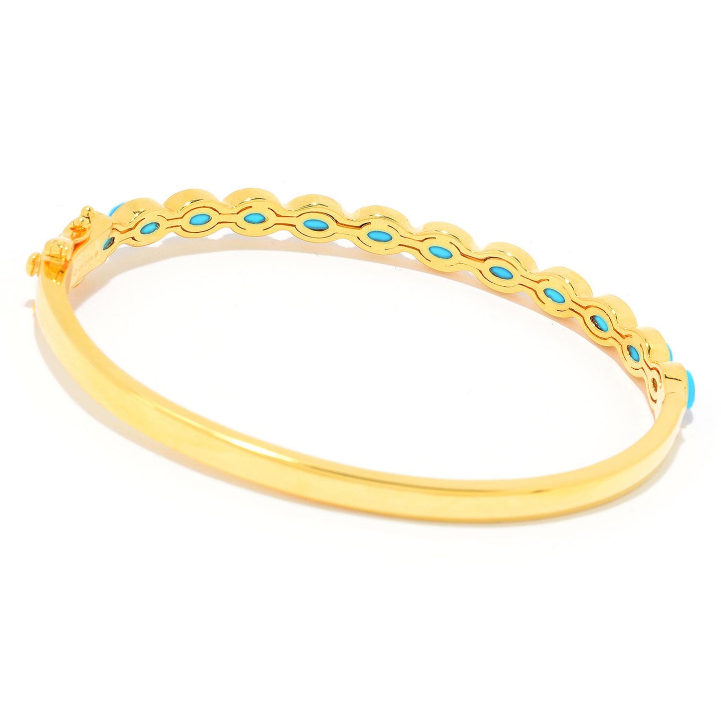 Yellow Gold Over 925 Sterling Silver Sonora Turquoise Bangle - Pinctore