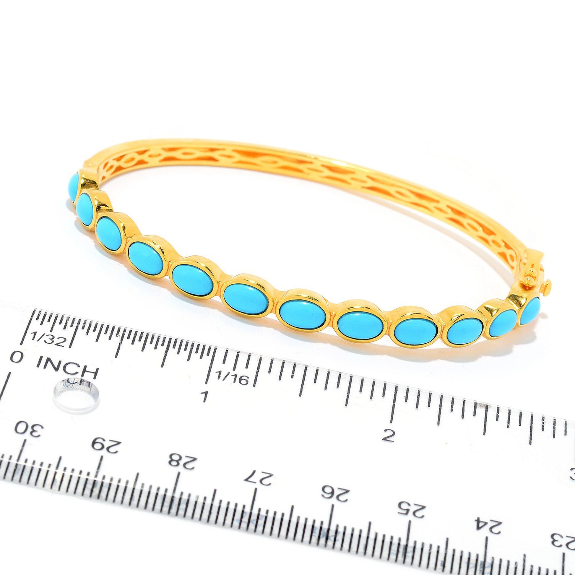 Yellow Gold Over 925 Sterling Silver Sonora Turquoise Bangle - Pinctore