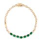 14Kt Yellow Gold Emerald With Diamond Chain Bracelet - Pinctore