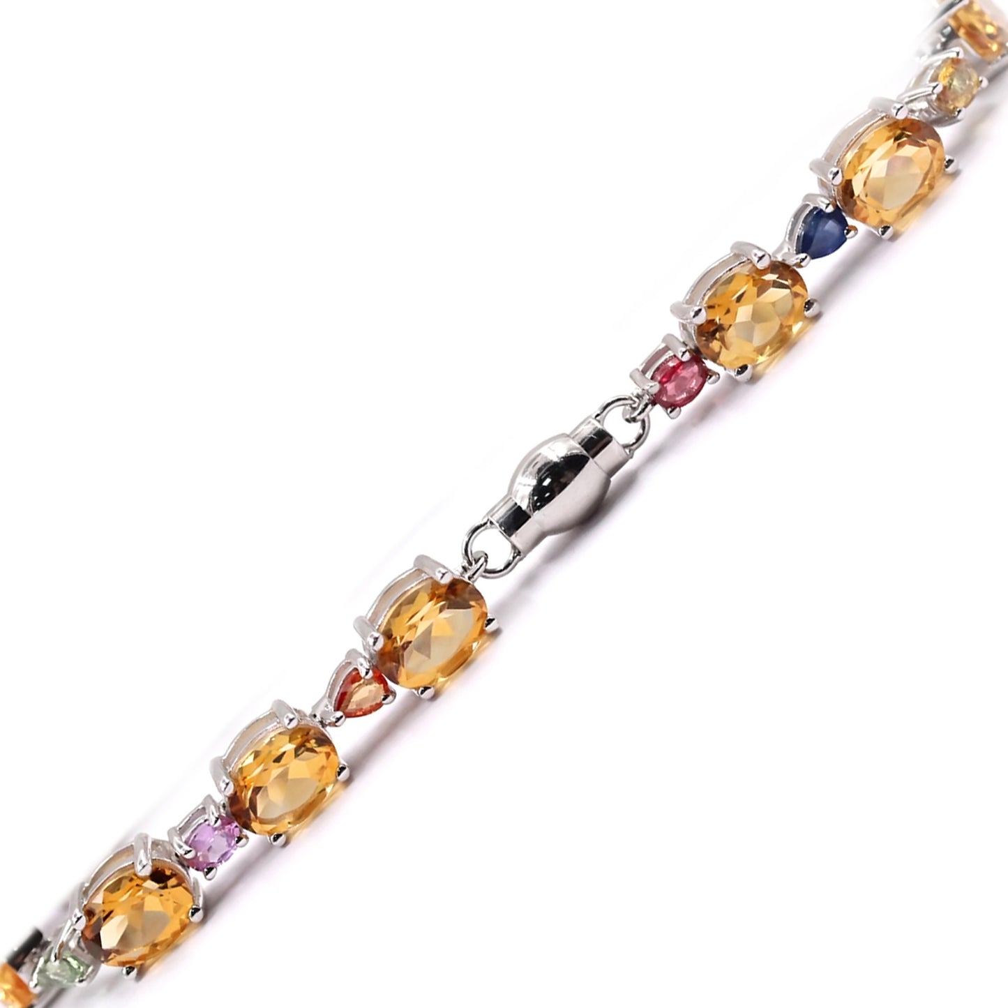 Sterling Silver 925 Citrine,Multi Sapphire Bracelet - Pinctore