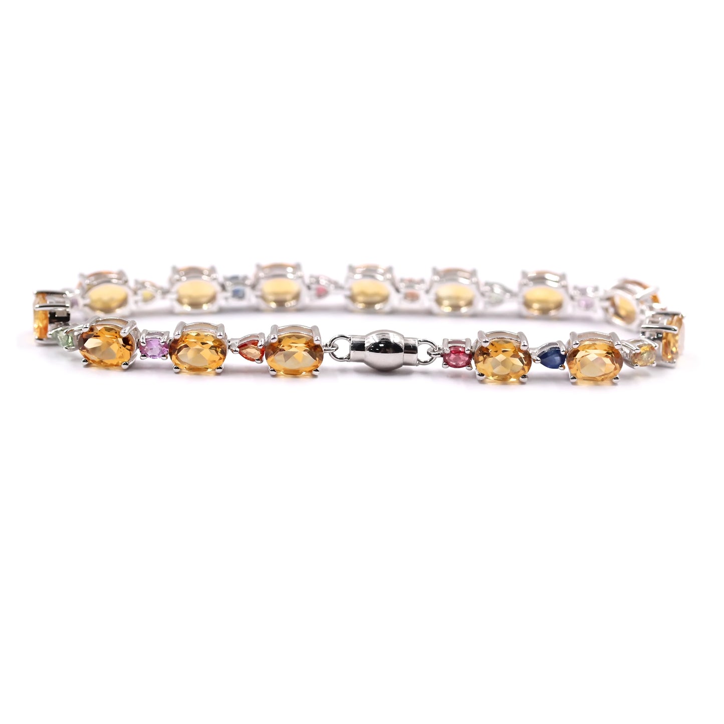 Sterling Silver 925 Citrine,Multi Sapphire Bracelet - Pinctore