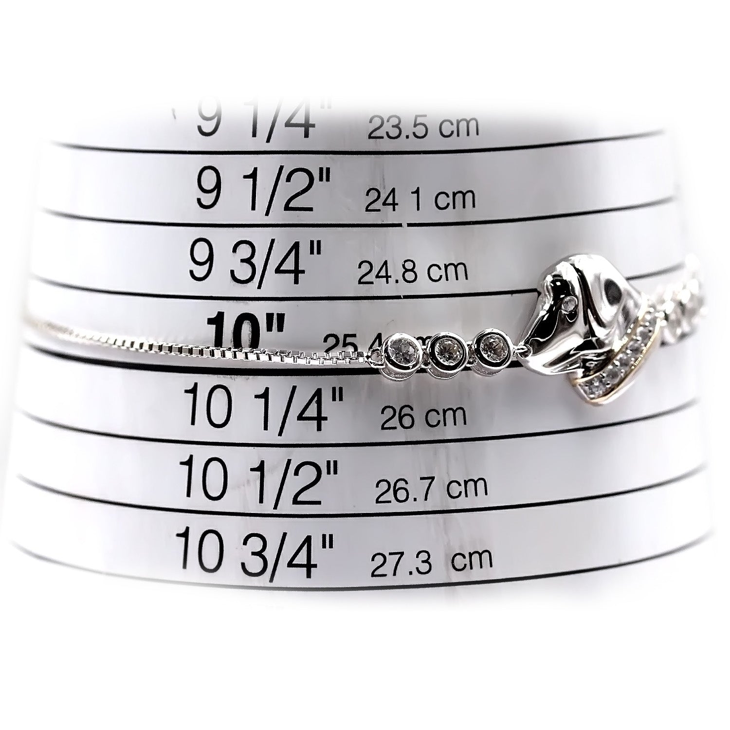 925 Sterling Silver White Natural Zircon Adjustable Bracelet - Pinctore
