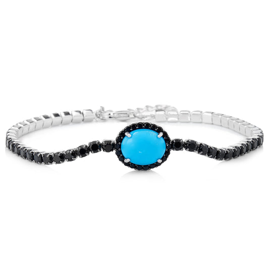 925 Sterling Silver Sleeping Beauty Turquoise Bracelet - Pinctore