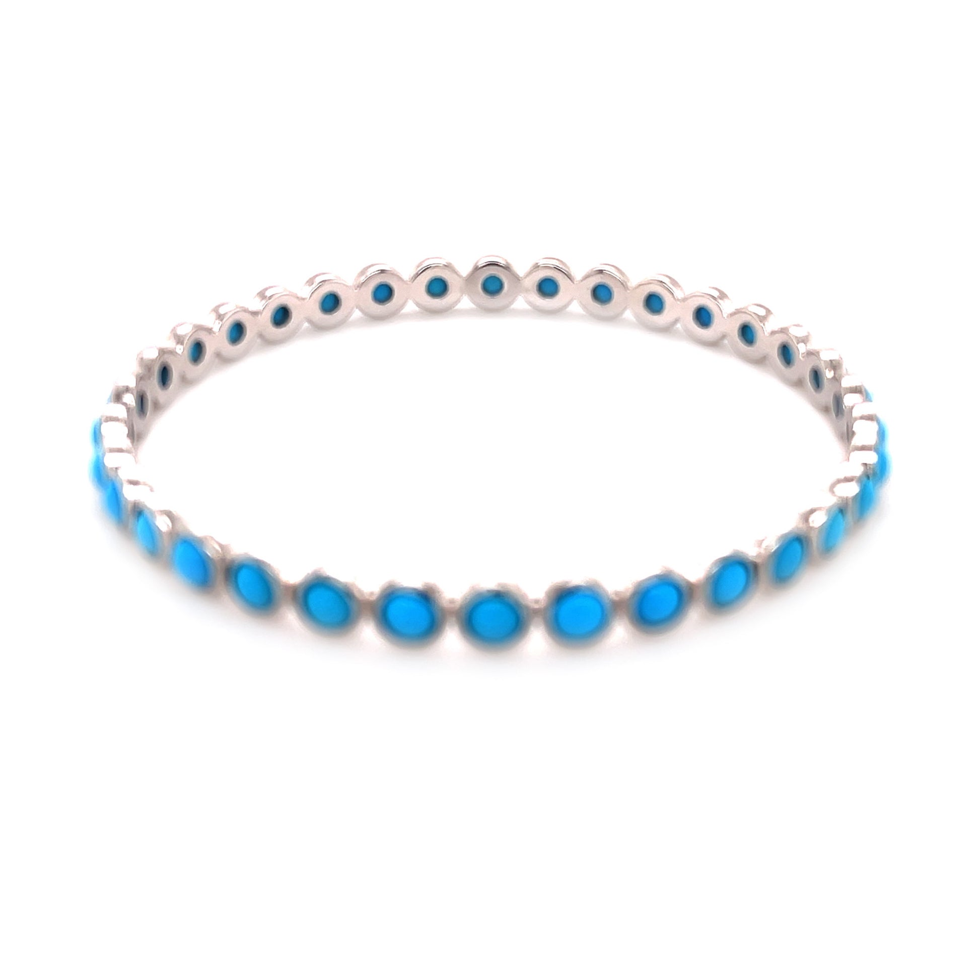 925 Sterling Silver Sleeping Beauty Turquoise Bangle - Pinctore