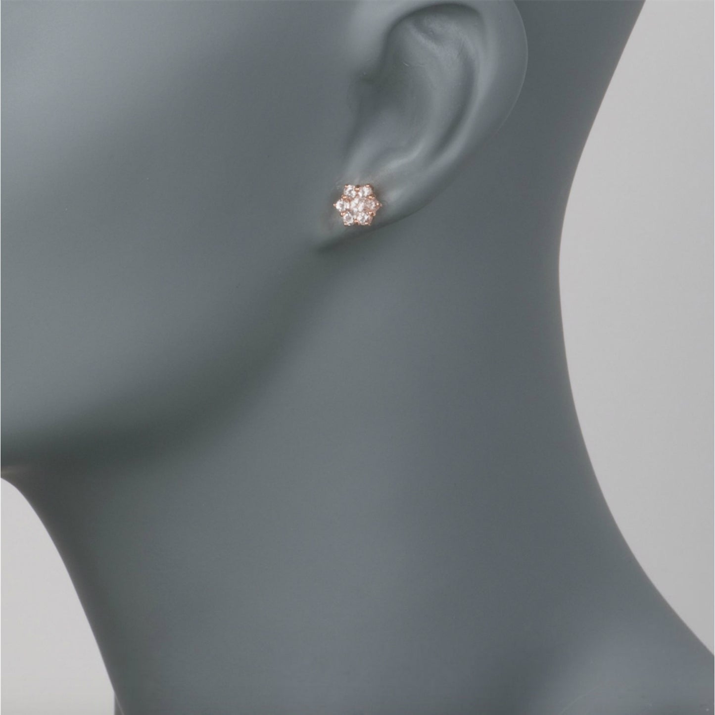 14K Rose Gold over Sterling Silver 1ctw Morganite Flower Stud Earring,  0.37"L - Peach - Pinctore