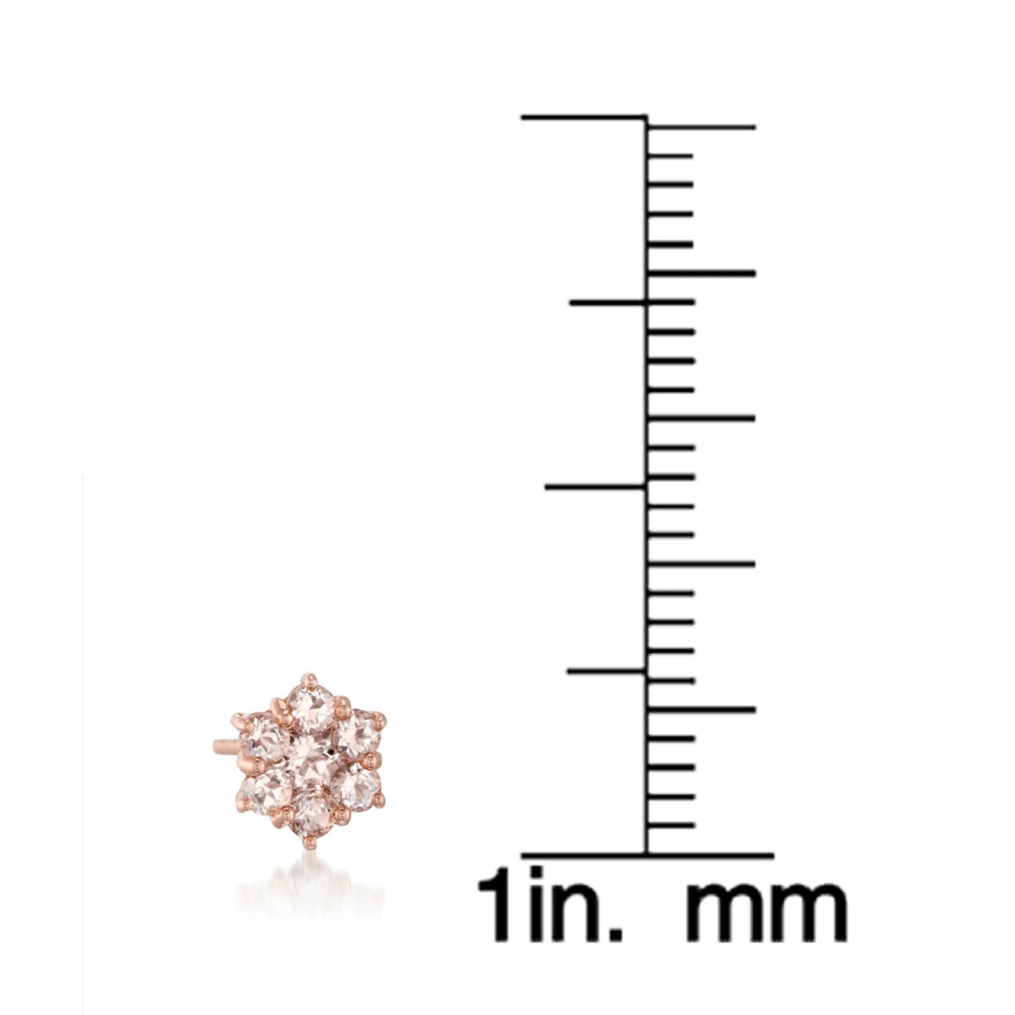 14K Rose Gold over Sterling Silver 1ctw Morganite Flower Stud Earring,  0.37"L - Peach - Pinctore