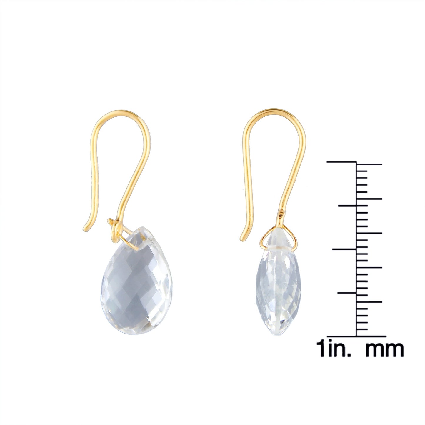 Pinctore Yellow Gold over Silver 10.45ctw Crystal Teardrop Earring 1.25'L