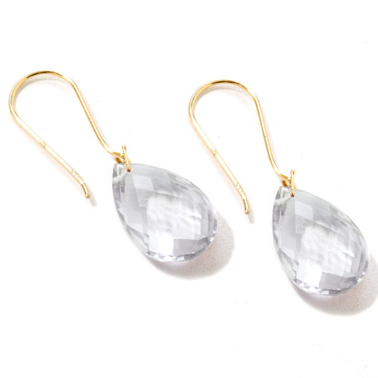 Pinctore Yellow Gold over Silver 10.45ctw Crystal Drop & Dangle Earring 1.25'L - pinctore