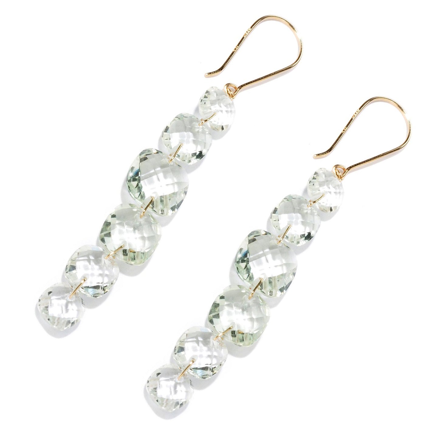 14Kt Yellow Gold Green Amethyst Earring - Pinctore