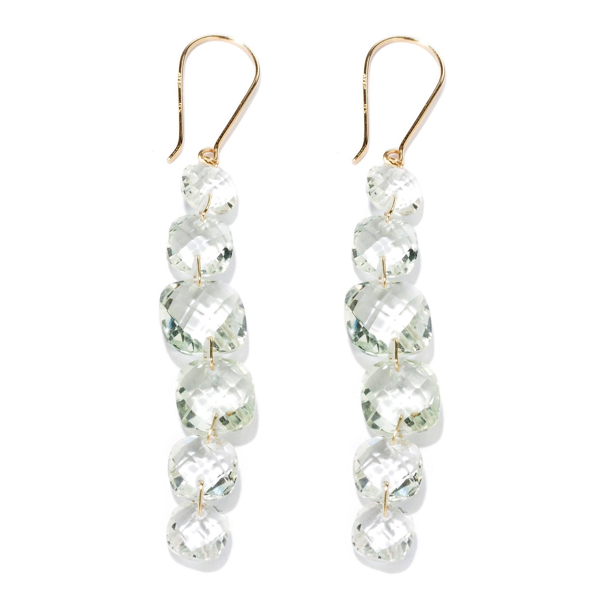 14Kt Yellow Gold Green Amethyst Earring - Pinctore