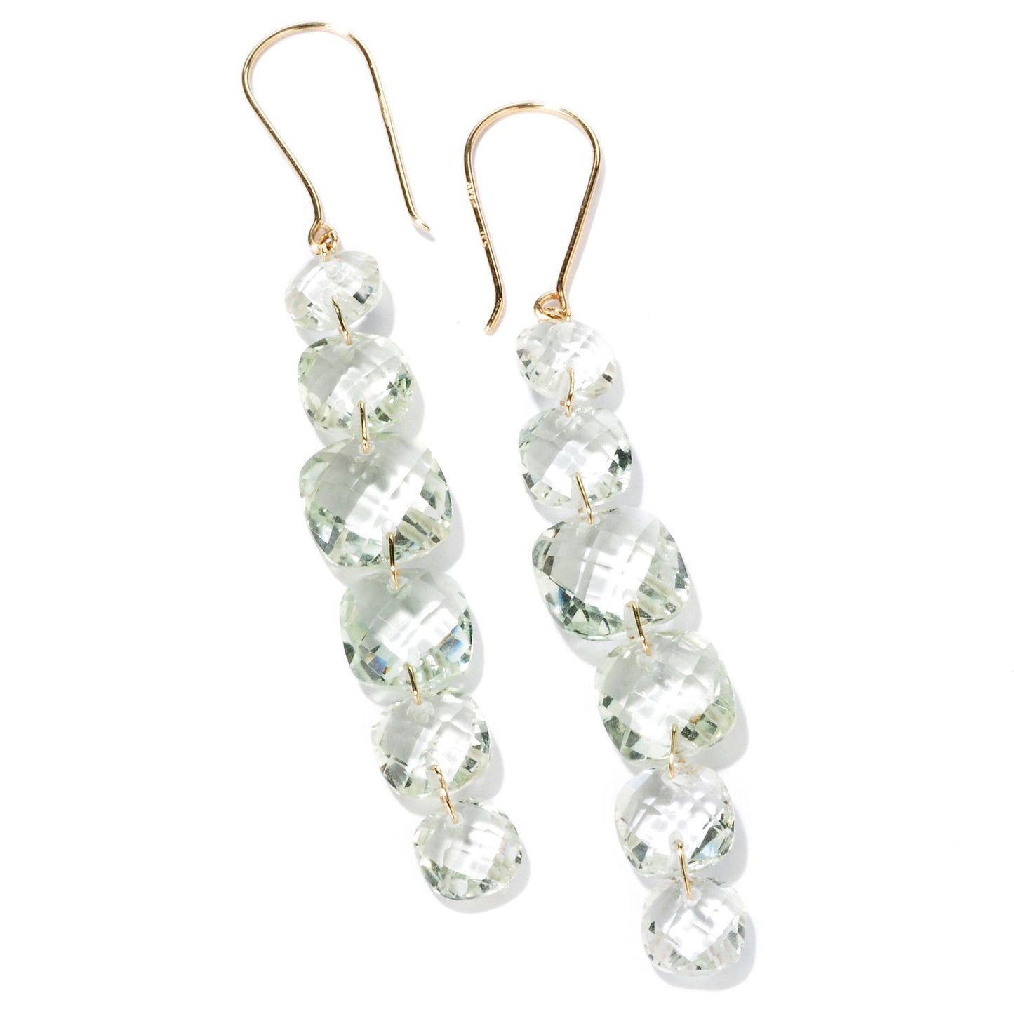 14Kt Yellow Gold Green Amethyst Earring - Pinctore