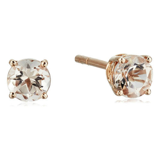 10k Rose Gold Morganite Stud Earrings - pinctore