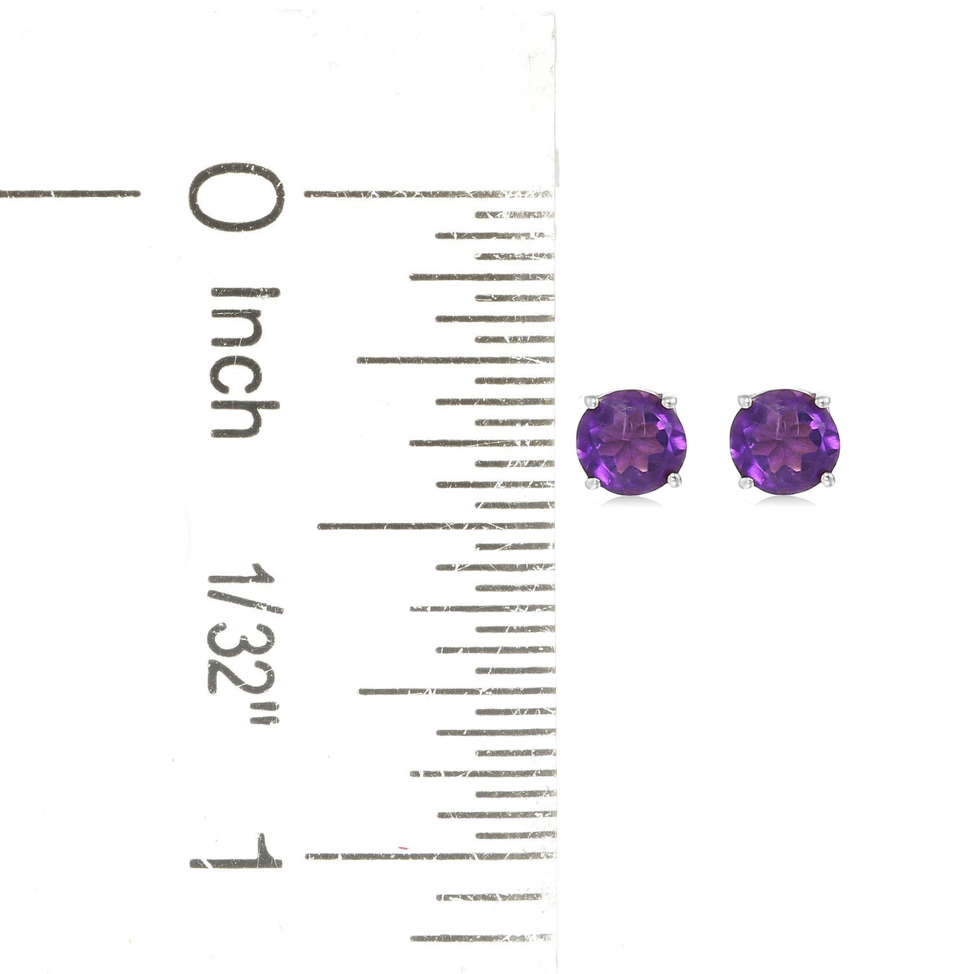 Sterling Silver 0.56Ctw African Amethyst Studs Earring - Pinctore
