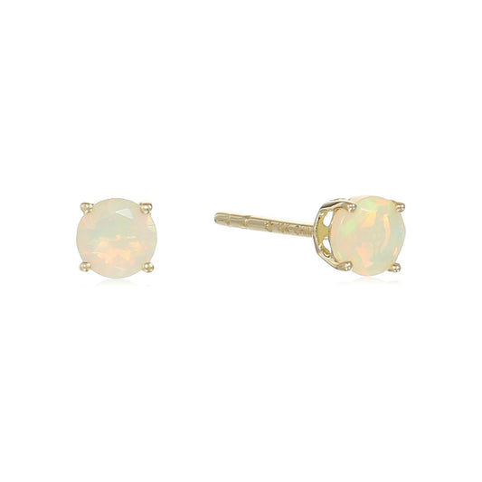10k Yellow Gold Ethiopian Opal Stud Earrings - pinctore