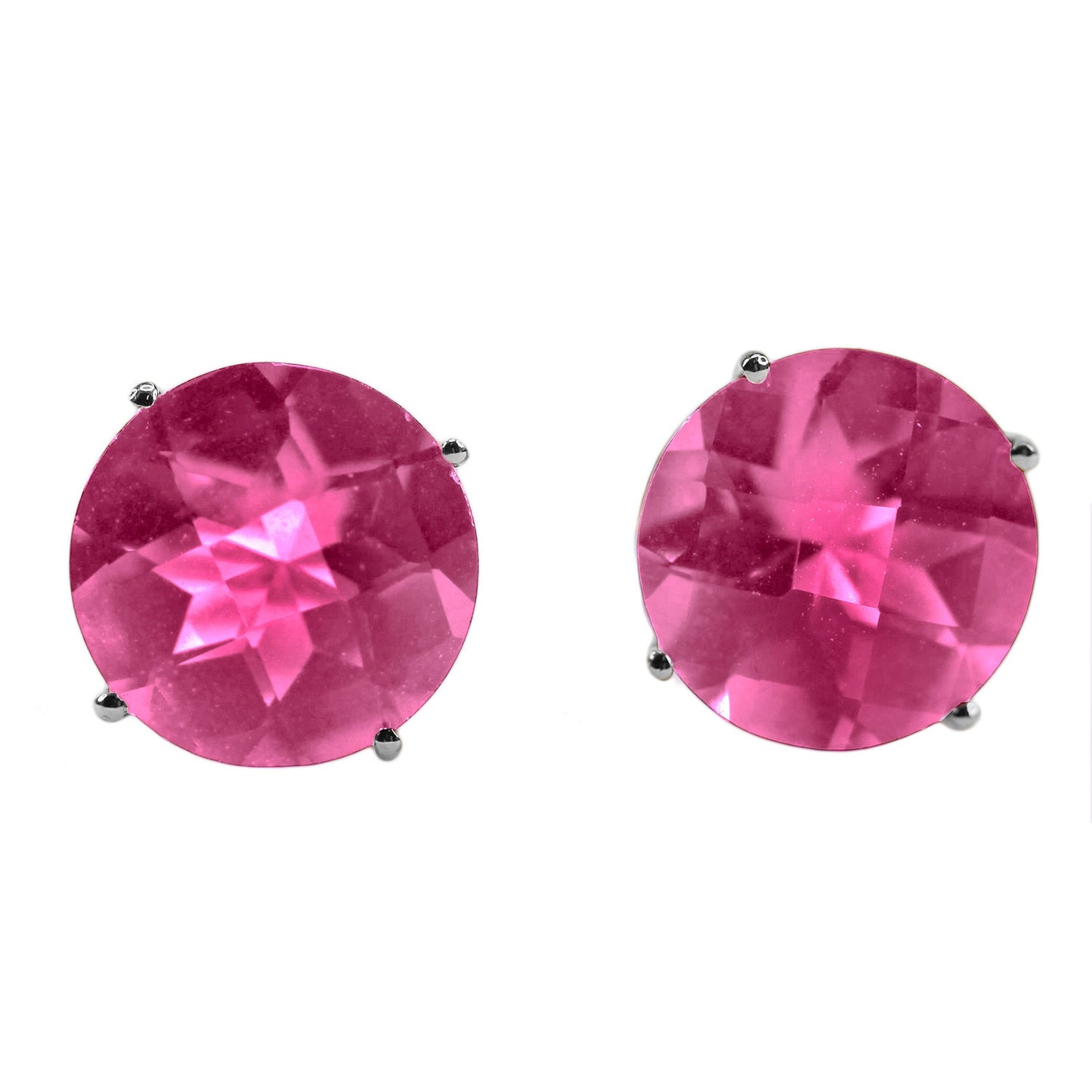 Pinctore Sterling Silver 4.38ctw Pink Topaz Studs Earring 0.31'L - pinctore