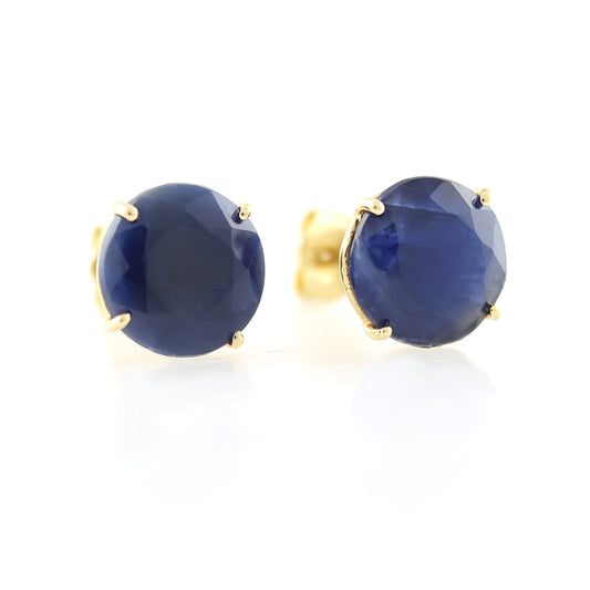 14K Yellow Gold Indian Blue Sapphire Earring
