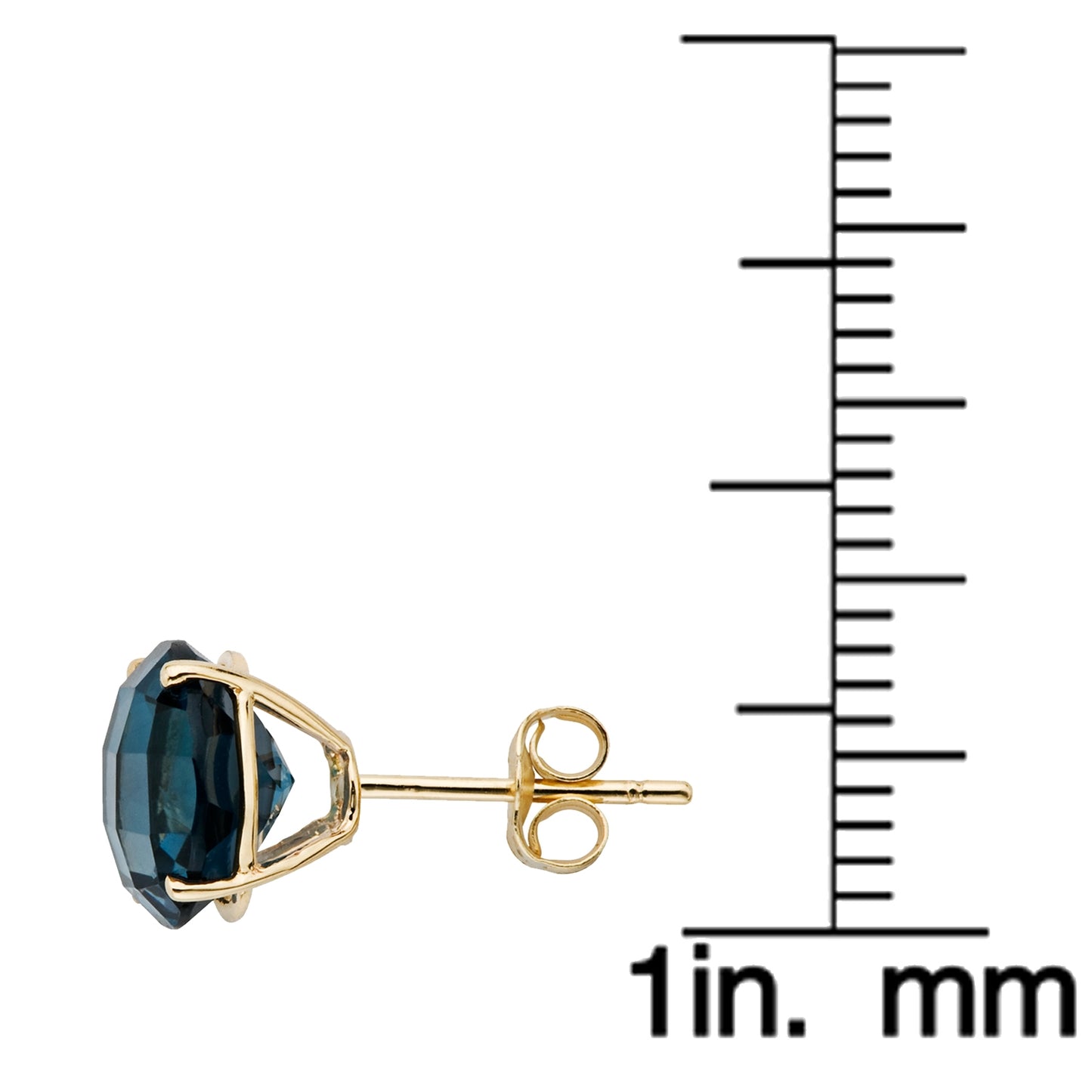 14k Yellow Gold 8mm Round-cut Topaz Stud Earring - Pinctore