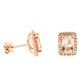 14k Rose Gold Morganite and Diamond Cut White Topaz Cushion-cut Stud Earring - Pinctore