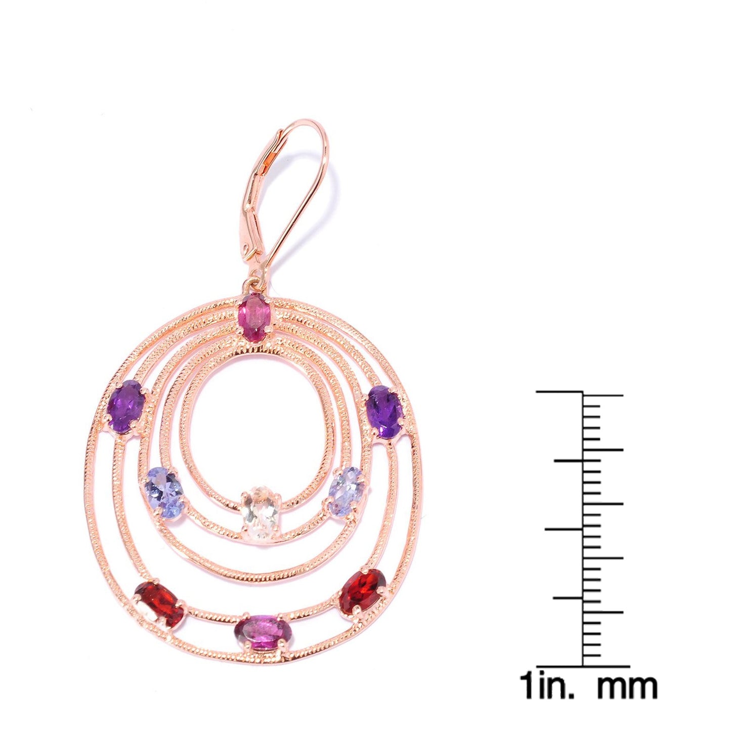 Pinctore Rose Gold over Silver 4.3ctw Rhodolite Garnet Multi Gemstones Dangle Earrings 2'L