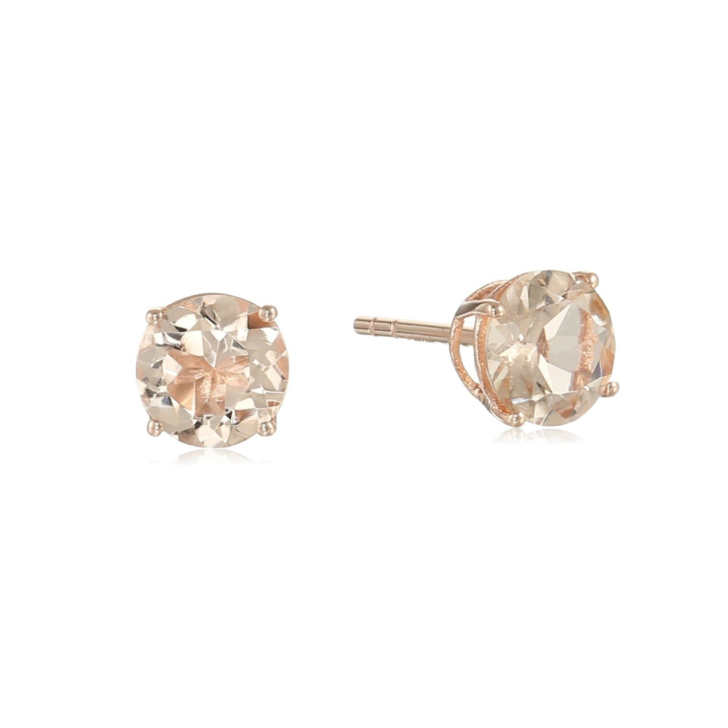 10k Rose Gold Morganite Round Stud Earrings - pinctore