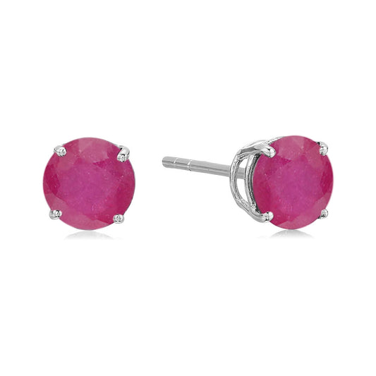 925 Sterling Silver Glass Filled Ruby Earring - Pinctore