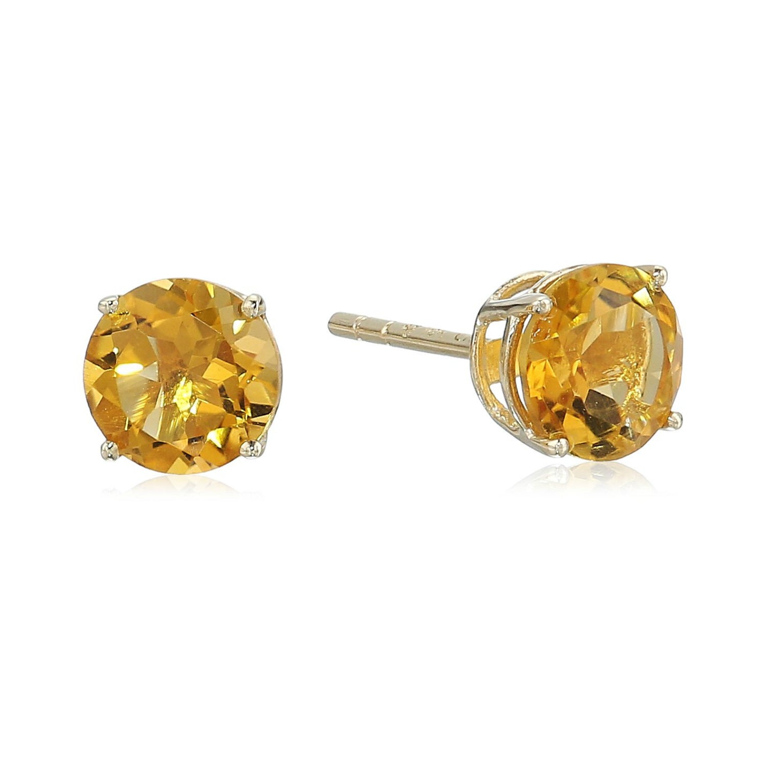 10k Yellow Gold Citrine Round Stud Earrings - pinctore