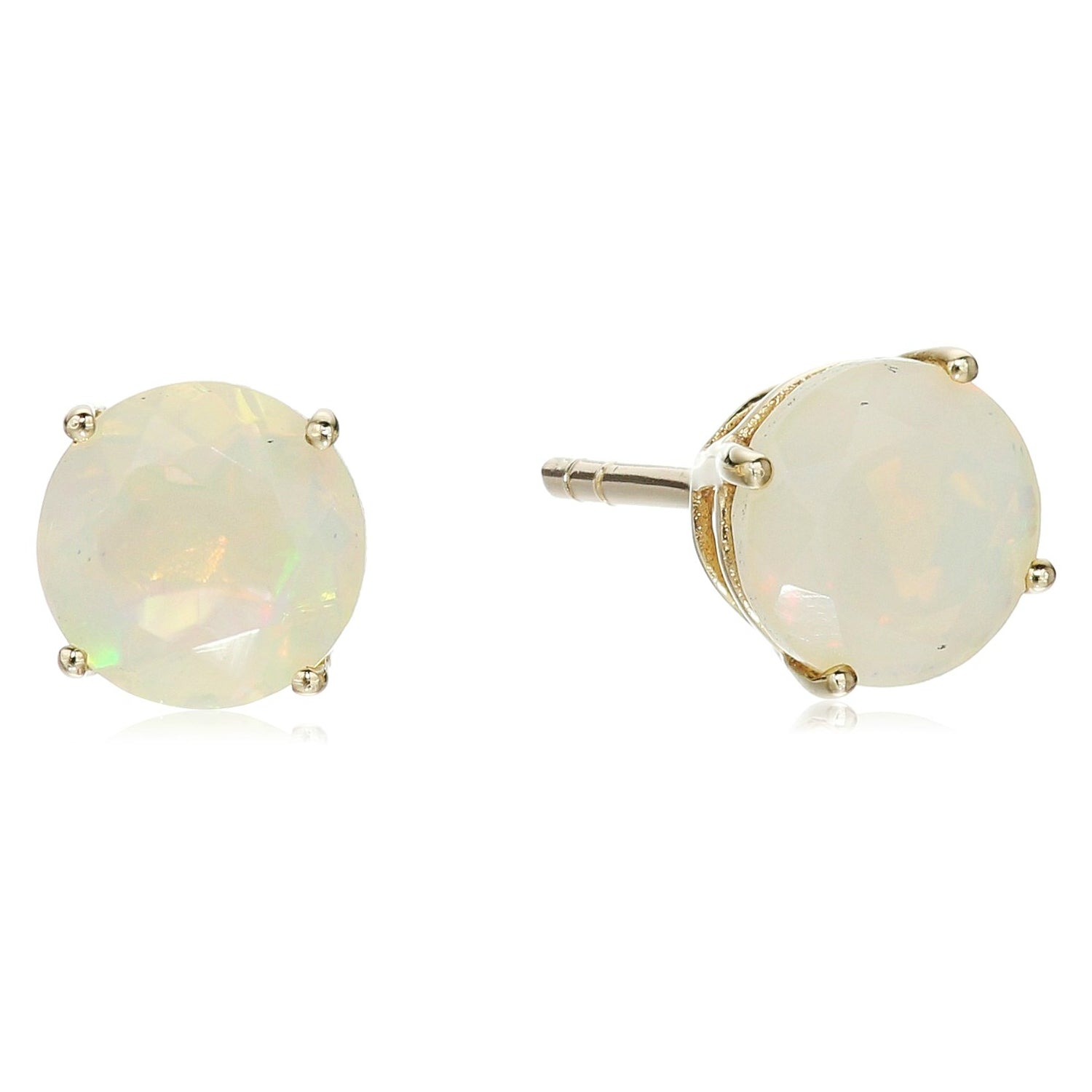 10k Yellow Gold Ethiopian Opal Round Stud Earrings - pinctore