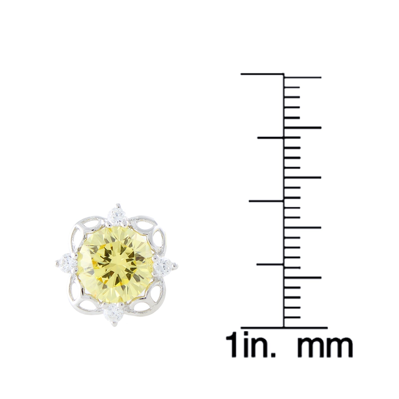 Pinctore Sterling Silver 4.86ctw Yellow Color CZ Studs Earring 0.37'L - pinctore