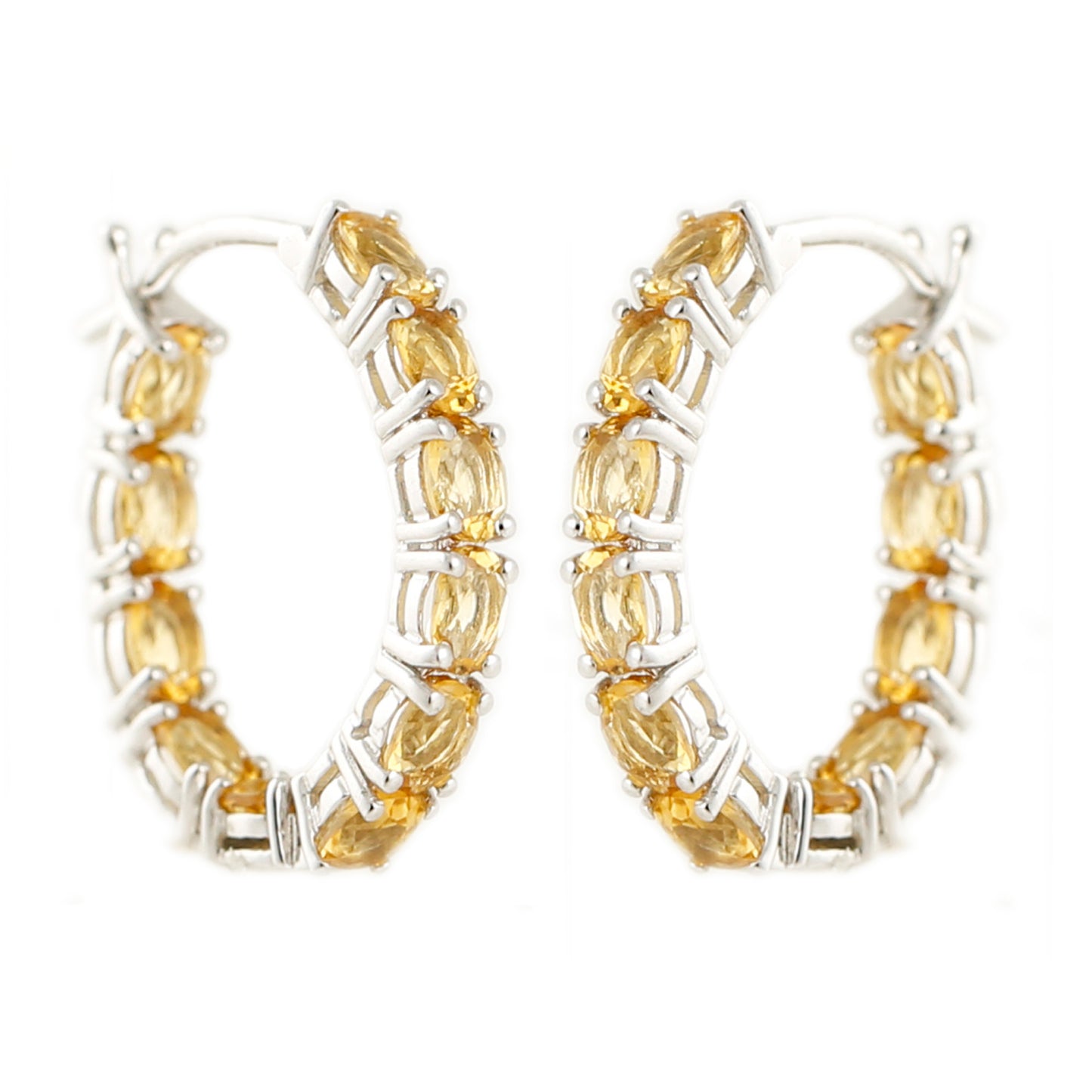 14Kt Yellow Gold Sunset Topaz,  Diamond Earring - Pinctore