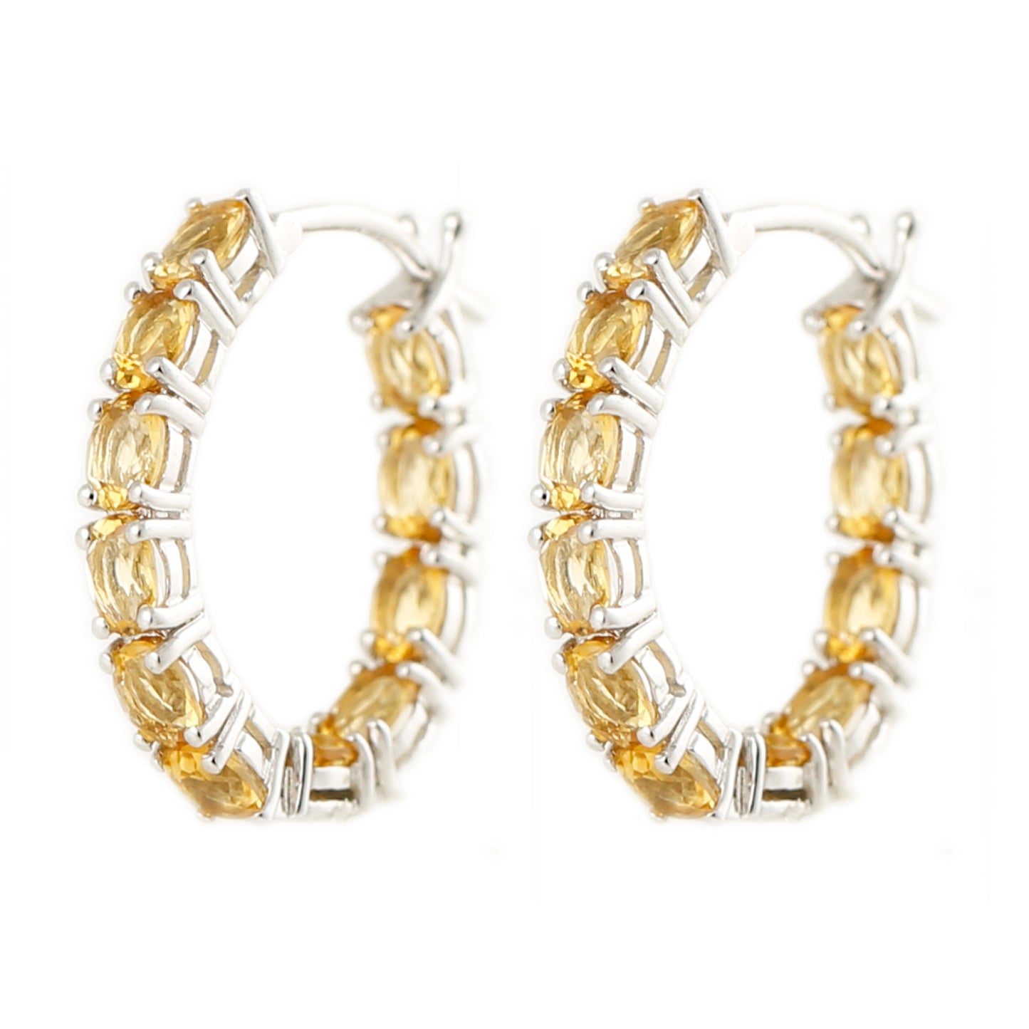 14Kt Yellow Gold Sunset Topaz,  Diamond Earring - Pinctore