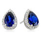 Sterling Silver Created Blue Sapphire Stud Earrings - pinctore