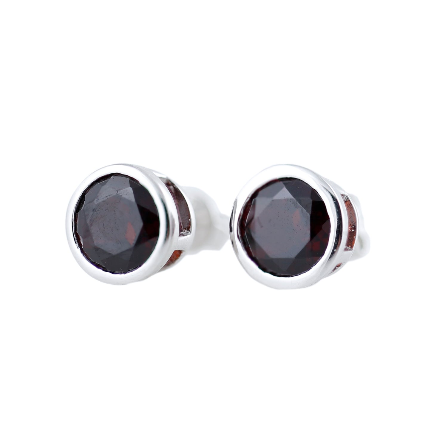 Pinctore Rhodium o/Sterling Silver 3.17ctw Red Garnet Earrings - pinctore