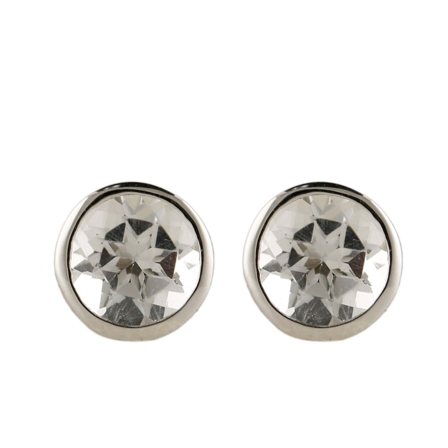 Pinctore Rhodium o/Sterling Silver 3.3ctw White Topaz Earrings - pinctore