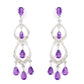 Pinctore Sterling Silver 4.00ctw African Amethyst & Diamond Chandelier Earring 1.87'L
