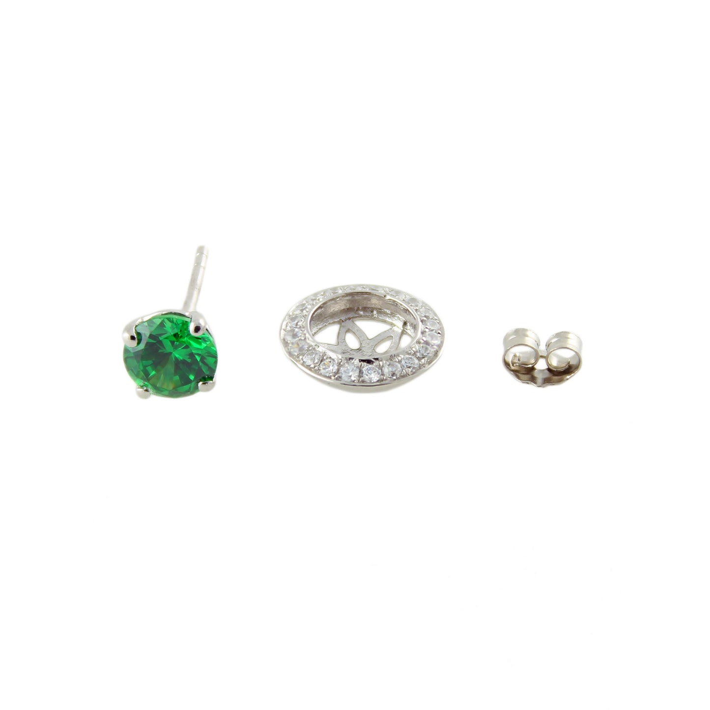 Pinctore Platinum o/Silver 3.42ctw Green Emerald Color CZ Studs Earring 0.43'L