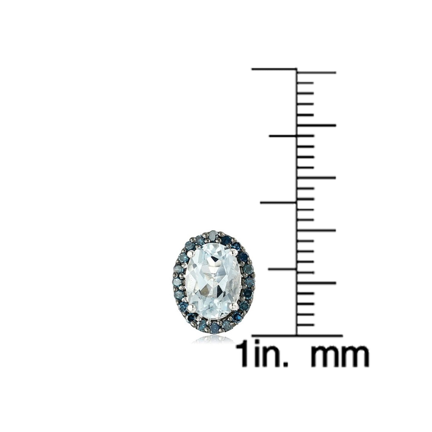 Pinctore 10k White Gold Aquamarine and Blue Diamond Halo Stud Earrings (1/5cttw, I-J Color, I2-I3 Clarity)