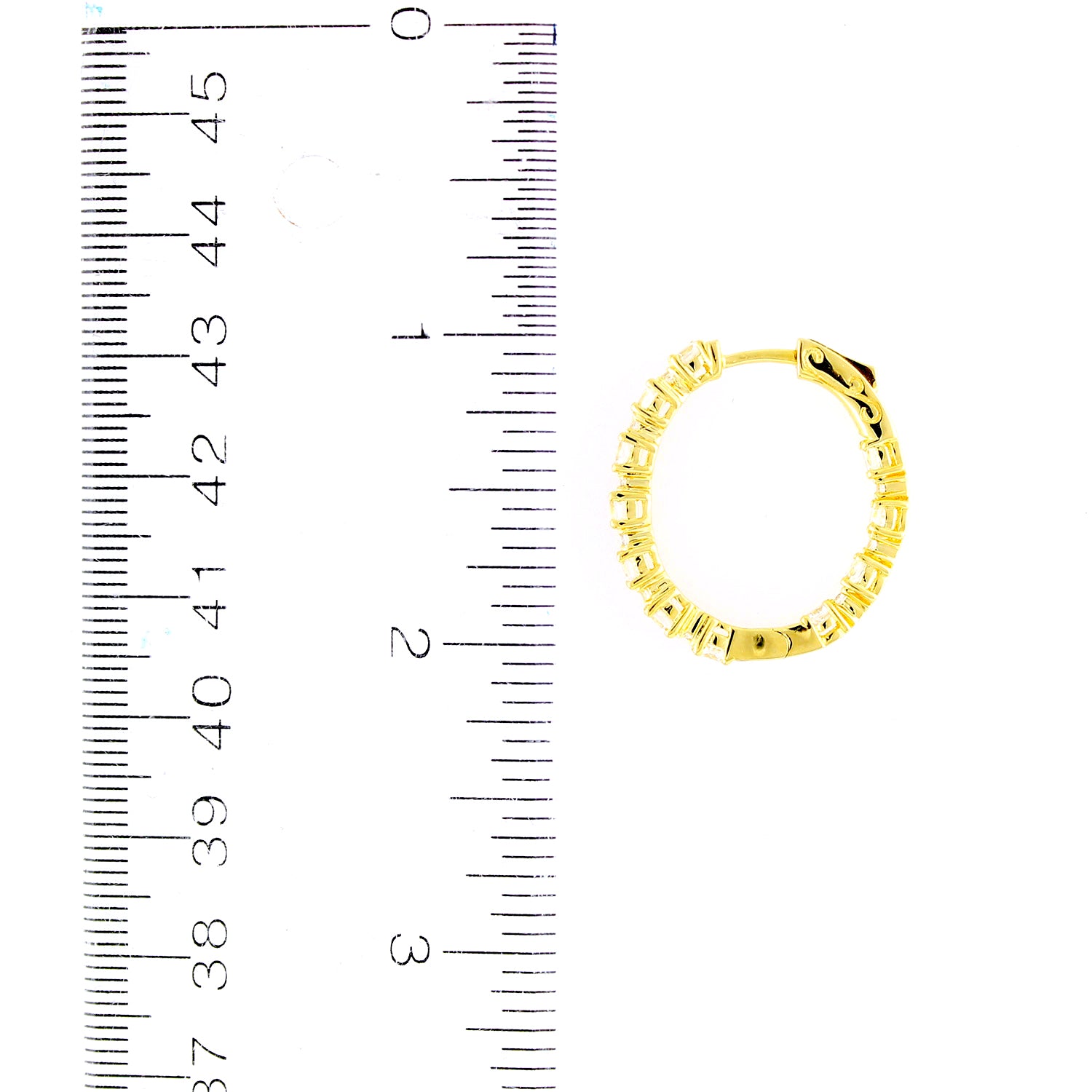 Pinctore Yellow Gold over Silver 4.11ctw White Natural Zircon Hoops Earring 1.00'L - pinctore