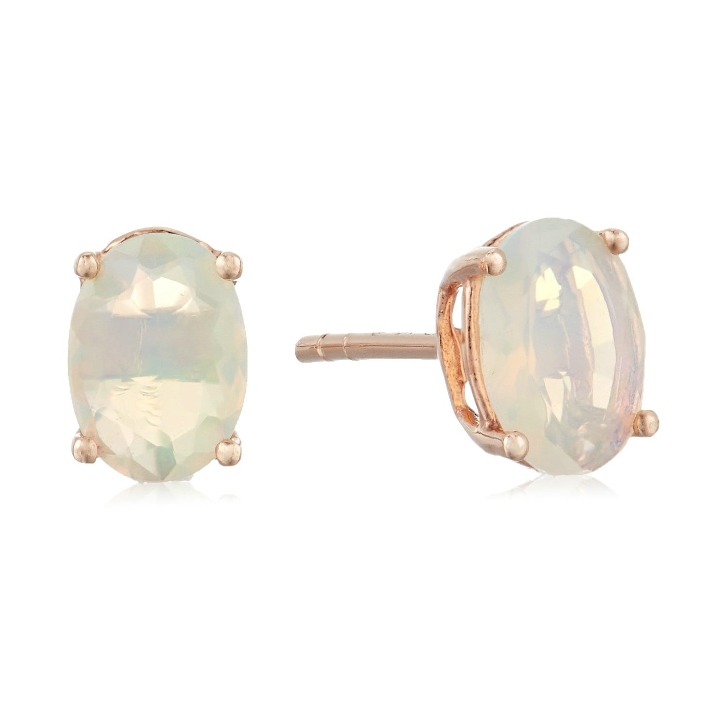 Pinctore 10k Rose Gold Ethiopian Opal Oval Stud Earrings