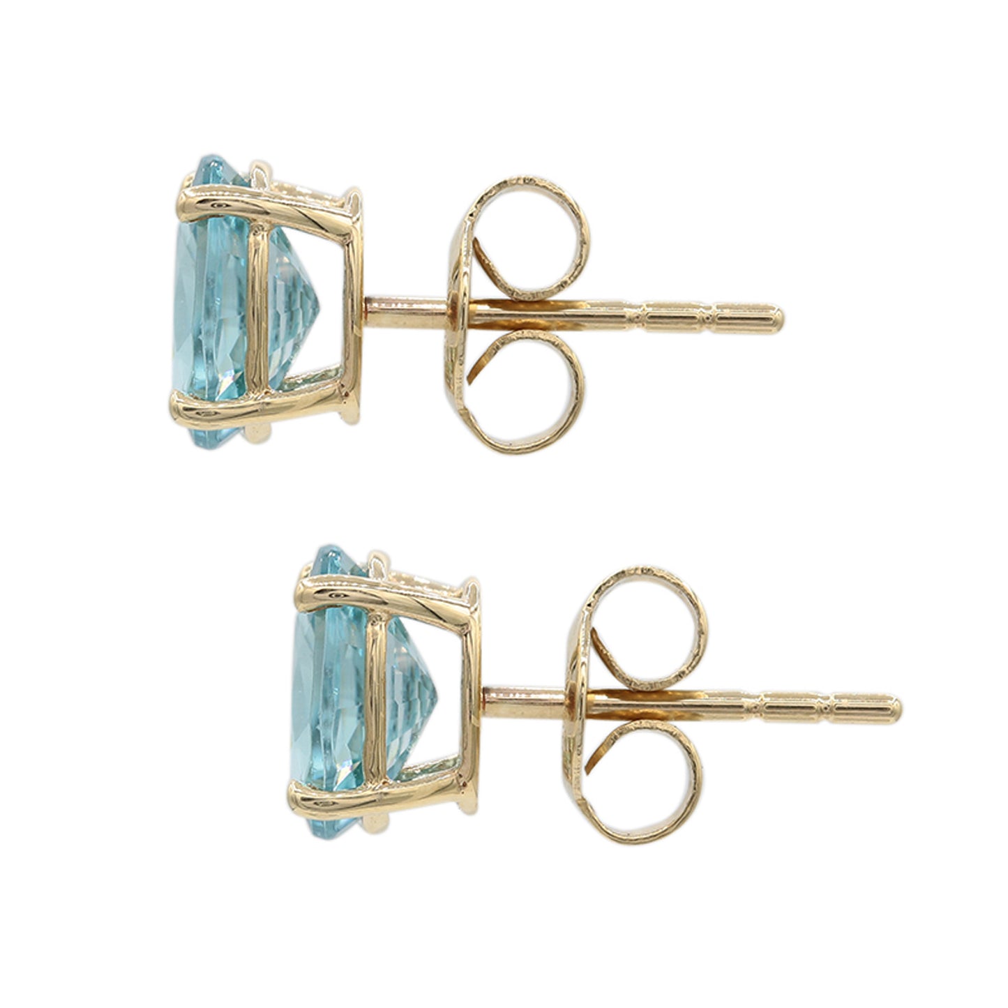 10Kt Yellow Gold Blue Zircon Stud Earring - Pinctore