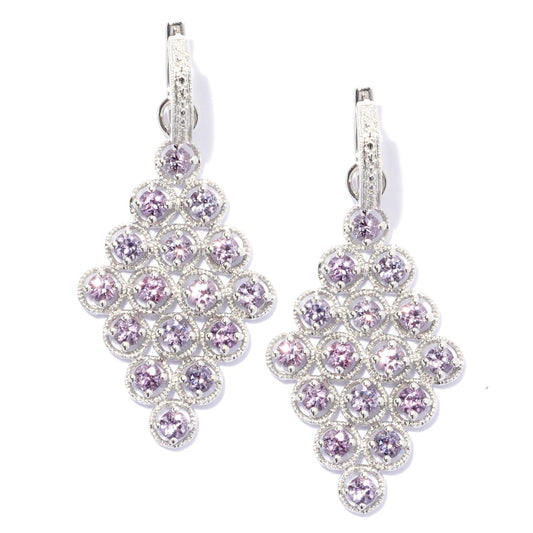 Pinctore SS/ 4.05ctw Lavendar Spinel Separatable Top Type Chandelier Earring 1.8'L - pinctore