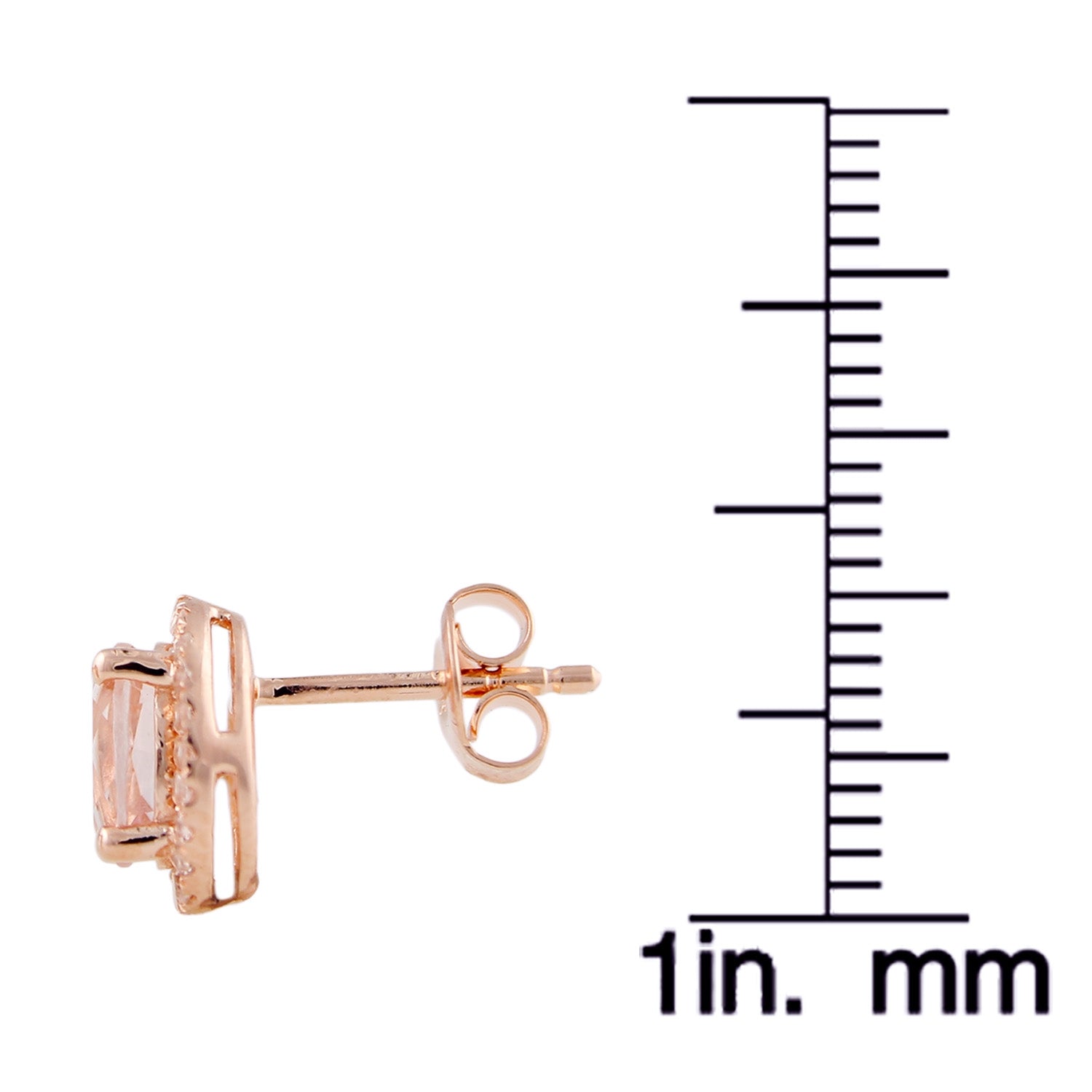10K Rose Gold Morganite and Diamond Princess Diana Oval Halo Stud Earring (1/5cttw,  H-I Color,  I1-I2 Clarity) - Pinctore